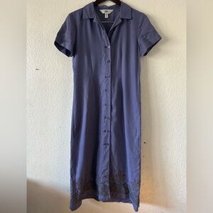 NWOT Vintage AKS Amy K Petite Dress Lavender Floral Embroidered Modest‎ Cottage